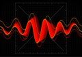 Equalizer vector illustration. Abstract wave icon set for music and sound. Pulsation color wavy motion lines on black Royalty Free Stock Photo