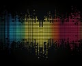 Equalizers with sound waves following a frequency spectrum in an abstract circular form.