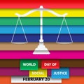 Equally weighten colorful world day of social justice poster or background