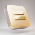 Equals icon. Golden Equals symbol on matte gold plate Royalty Free Stock Photo