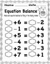 Equation Balance Worksheet 6 â Fun Math Practice for Kids Royalty Free Stock Photo