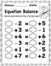 Equation Balance Worksheet 7â Fun Math Practice for Kids Royalty Free Stock Photo