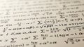 Equations densely populate the page featuring Greek letters summation Royalty Free Stock Photo