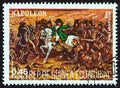 EQUATORIAL GUINEA - CIRCA 1977: A stamp printed in Equatorial Guinea shows the Battle of Eylau, 1807 Royalty Free Stock Photo