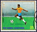 EQUATORIAL GUINEA - CIRCA 1977: A stamp printed in Equatorial Guinea shows Pele, circa 1977.