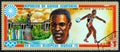 EQUATORIAL GUINEA - CIRCA 1972: A stamp printed in Equatorial Guinea shows Rafer Lewis Johnson and Statue Of Bavaria, circa 1972.