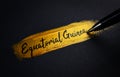 Equatorial Guinea Handwriting Text on Golden Paint Brush Stroke