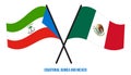 Equatorial Guinea and Mexico Flags Crossed And Waving Flat Style. Official Proportion