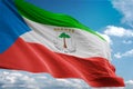 Equatorial Guinea national flag waving blue sky background realistic 3d illustration