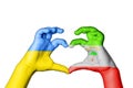Equatorial Guinea Ukraine Heart, Hand gesture making heart
