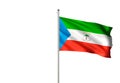 Equatorial Guinea national flag waving isolated white background realistic 3d illustration