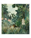 The equatorial jungle vintage illustration wall art print and poster design remix from original artwork by Henri Rousseau