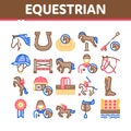 Equestrian Animal Collection Icons Set Vector Royalty Free Stock Photo