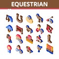 Equestrian Animal Isometric Icons Set Vector Royalty Free Stock Photo