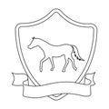 Equestrian blaze icon in outline style isolated on white background. Hippodrome and horse symbol stock vector