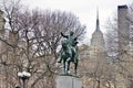 An equestrian bronze statue of George Washington in New York City