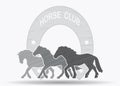 Equestrian Club sign silhouettes of horses Royalty Free Stock Photo