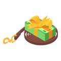 Equestrian equipment icon isometric vector. Dollar bill and leather horse belt