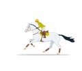 Equestrian eventing athlete cantering horse
