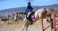 Equestrian girl jump Varna Bulgaria Royalty Free Stock Photo