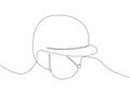 Equestrian helmet one line art. Continuous line drawing of horseback riding, sport, leisure, gallop, horse, rider Royalty Free Stock Photo