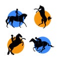 Equestrian icons flat vector illustration Royalty Free Stock Photo