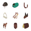 Equestrian icons set, isometric style Royalty Free Stock Photo
