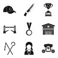 Equestrian icons set, simple style Royalty Free Stock Photo