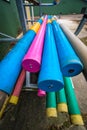 Equestrian jumping poles in various colors