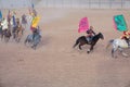 Equestrian performance in ancient costumes