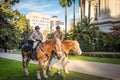 Equestrian Police guards stand by State Capitol Building