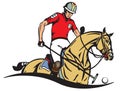 Equestrian polo player on a pony horse Royalty Free Stock Photo