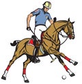 Equestrian polo sport. A player riding a pony horse Royalty Free Stock Photo