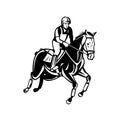 Equestrian Riding Horse Show Jumping or Stadium Jumping Retro Black and White