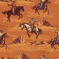 Equestrian rodeo colorful seamless pattern