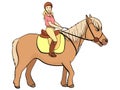 Equestrian sport for children. Raster illustratio. Isolated object on white background