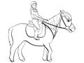Equestrian sport for children. Vector illustratio. Isolated object on white background. Book coloring for children