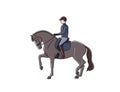Equestrian sport, dressage athlete riding horse Royalty Free Stock Photo