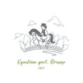 Equestrian sport dressage concept. Hand drawn isolated vector