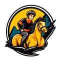 Dressage horse. Horse riding. Equestrian sport. Cartoon vector illustration. white background, label, sticker