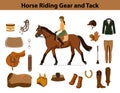 Equestrian Sport Equipment Set. Horseback Riding Gear
