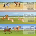 Equestrian Sport Flat Horizontal Banners