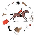 Equestrian sport with horse rider style.