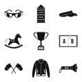 Equestrian sport icons set, simple style