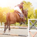 Equestrian sport image. Show jumping competition Royalty Free Stock Photo