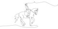 Equestrian sport one line art. Continuous line drawing horseback riding, rider, saddle, trot, horse racing, polo, sport Royalty Free Stock Photo
