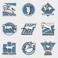 Equestrian Sport Vintage Logos Set