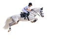 Equestrian sport: young girl in jumping show Royalty Free Stock Photo