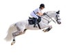 Equestrian sport: young girl in jumping show