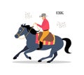 Equestrian sports. Reining. Vector flat illustration isolated Royalty Free Stock Photo